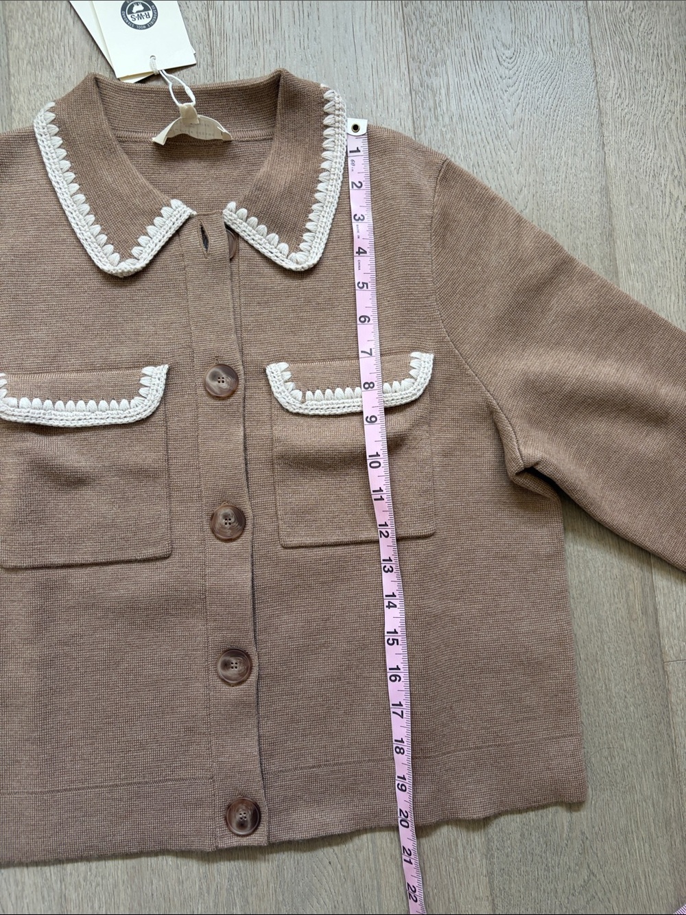NWT betty cardigan mottled camel vanilla crochet size M sezane - Picture 10 of 14